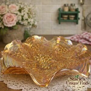 Antique Imperial Grape 9" Marigold Carnival Glass Bowl Rich Coloring 1920's